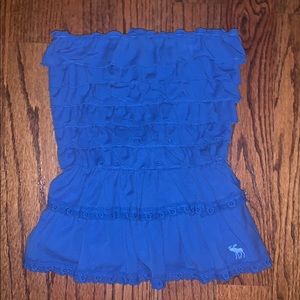 Blue Abercrombie and Fitch Ruffle Top